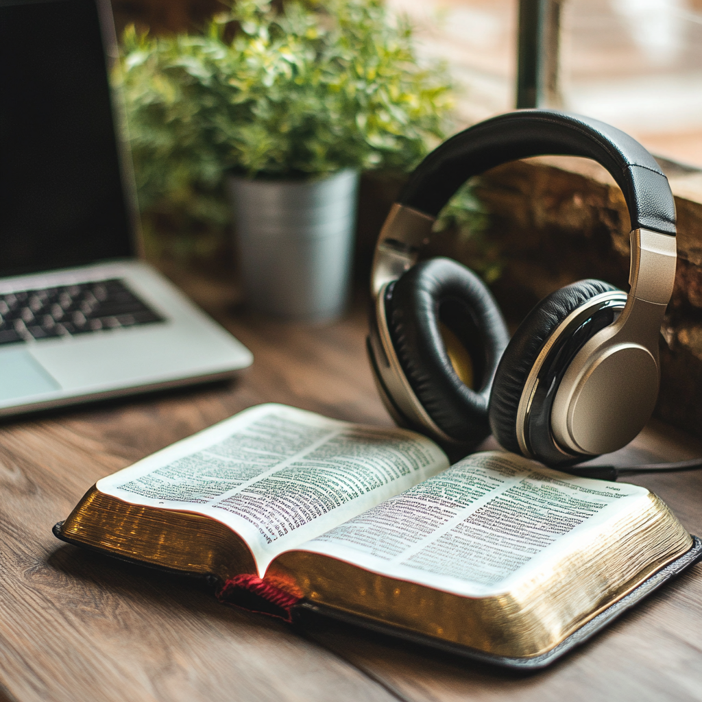 Headphones_and_Bible_on_a_desk